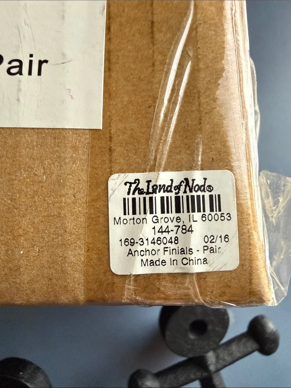 The Land of Nod Black Anchor Finials-2 Pair (one set unpackaged, second in box)